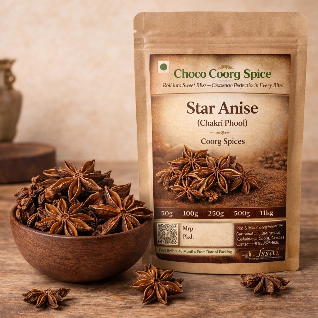Star Anise (Chakri Phool) - Natural and Organic - Coorg Star Anise - Coorg Spices