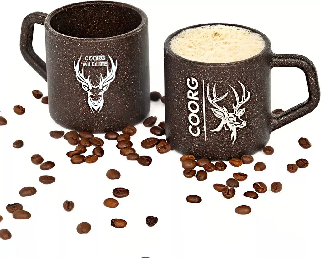 Coorg Coffee Bean Eco Mug- 200ml Unbreakable Coffee Bean Mug | Bamboo and Coffee Husk Mug