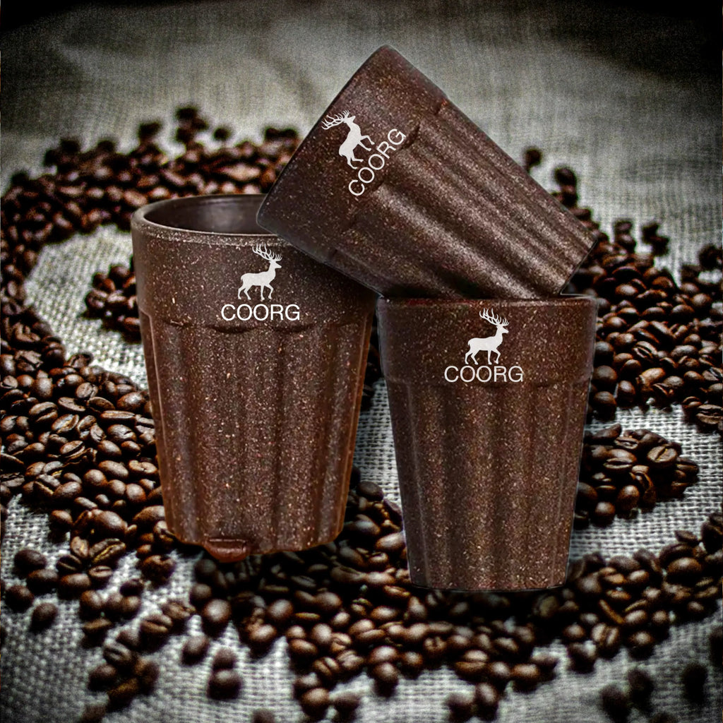 Coorg Coffee Bean Eco Cups - 100ml Unbreakable Coffee Bean Mug | Bamboo and Coffee Husk Mug