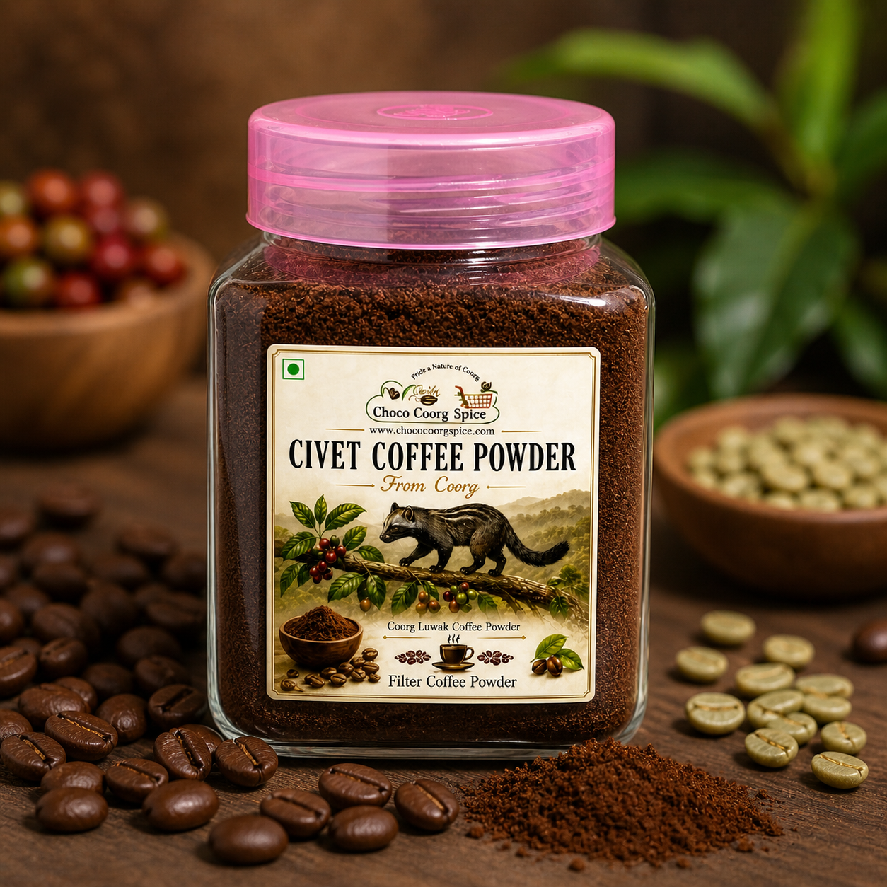 Luwak Coffee Powder - Civet Coffee Powder from Coorg - Kopi Luwak Powder